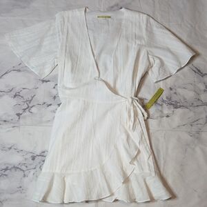 Gianni Bini White Cotton Wrap Dress